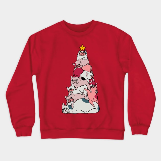 Christmas Tree French Bulldog Crewneck Sweatshirt by huebucket